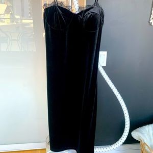 Black velour evening dress